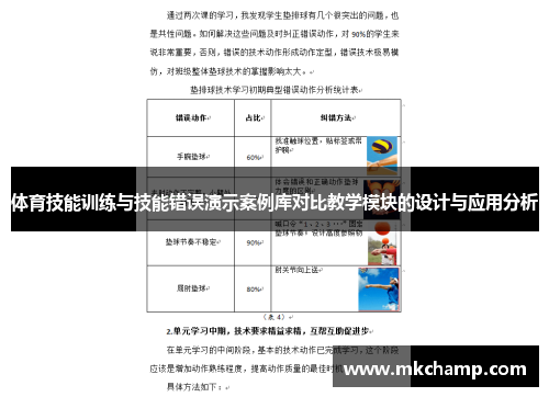 体育技能训练与技能错误演示案例库对比教学模块的设计与应用分析 体育技能训练与技能错误演示案例库对比教学模块的设计与应用分析